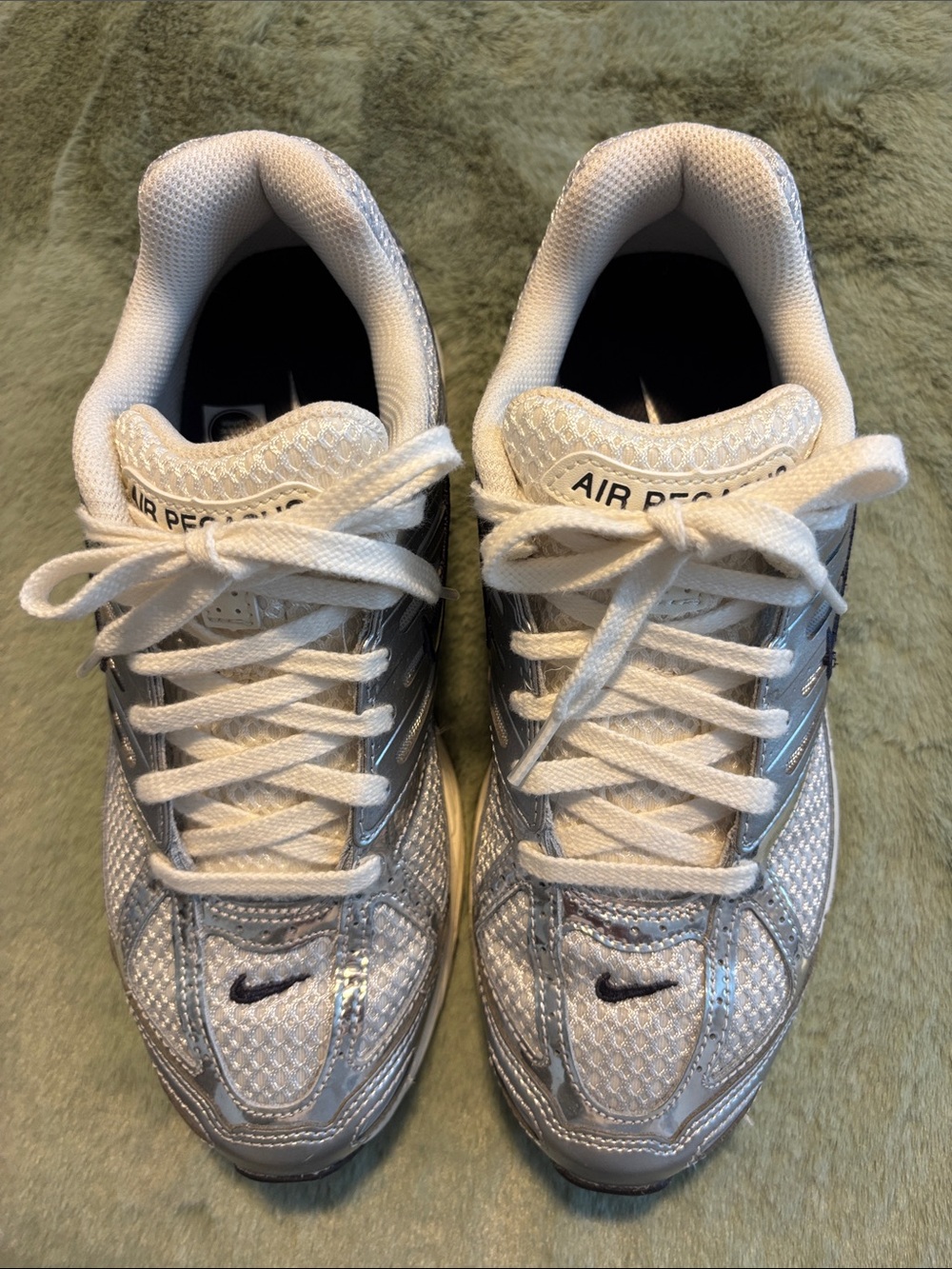 Nike Air Pegasus White and Silver Women's Athletic Shoes